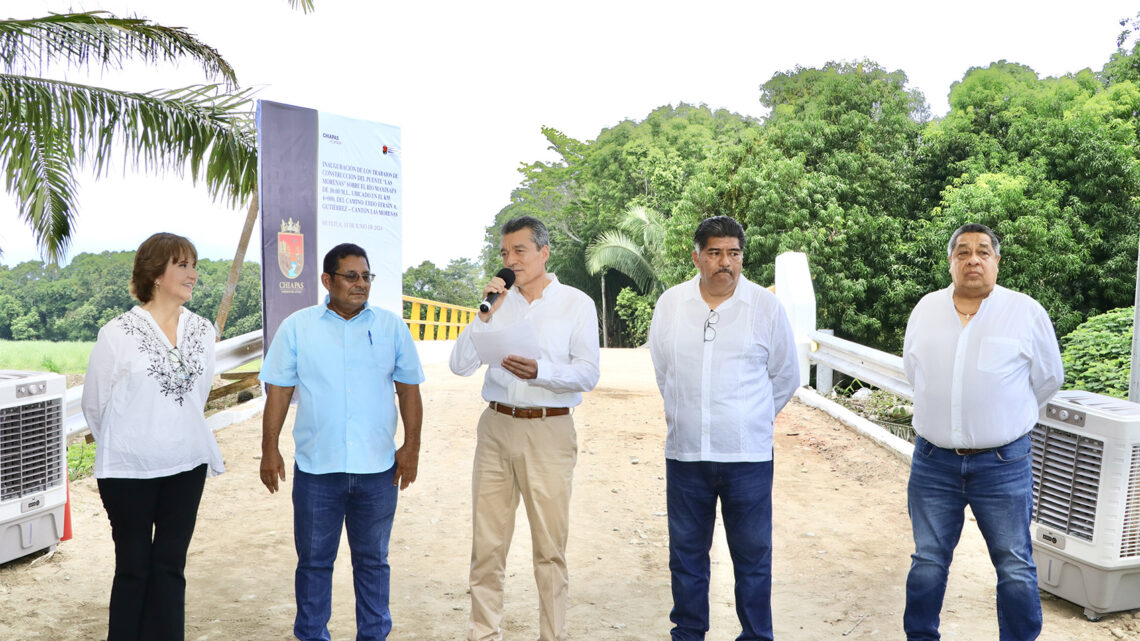 En Huixtla, Rutilio Escandón inauguró la construcción del Puente “Las Morenas”, sobre el Río Maxixapa