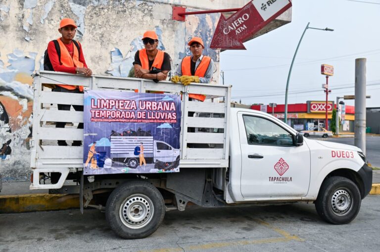 AYUNTAMIENTO DE TAPACHULA PONE EN MARCHA PROGRAMA EMERGENTE DE LIMPIEZA URBANA TEMPORADA DE LLUVIAS