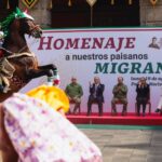 Gobierno de México homenajea en Palacio Nacional a migrantes mexicanos; presidente destaca contribución de remesas a la economía nacional