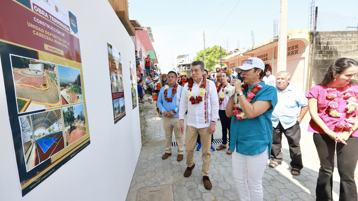 Rutilio Escandón inaugura construcción de la Unidad Deportiva de Chiapilla