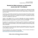 El SAT recuerda a las Donatarias Autorizadas que el 17 de febrero es la fecha límite para presentar la Declaración anual de ingresos y egresos correspondiente al ejercicio fiscal 2024