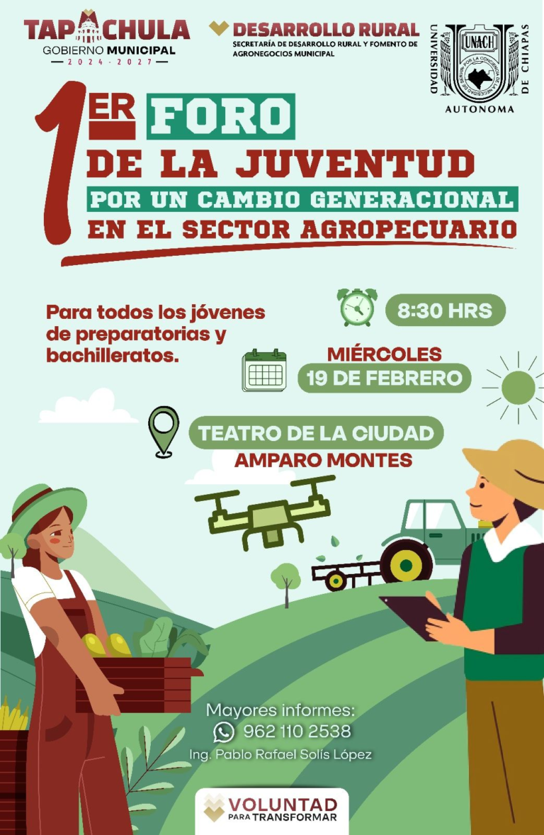 Invitan al Primer Foro de la Juventud en Tapachula para impulsar el sector agropecuario