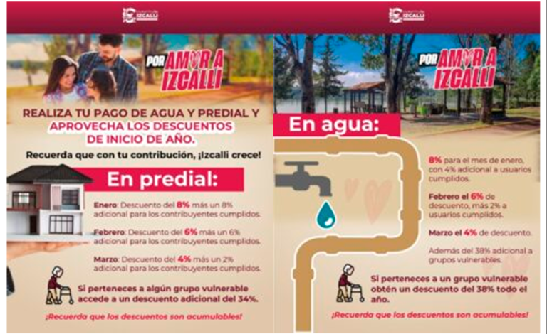 Cuautitlán Izcalli mantiene descuentos en predial y agua potable durante febrero