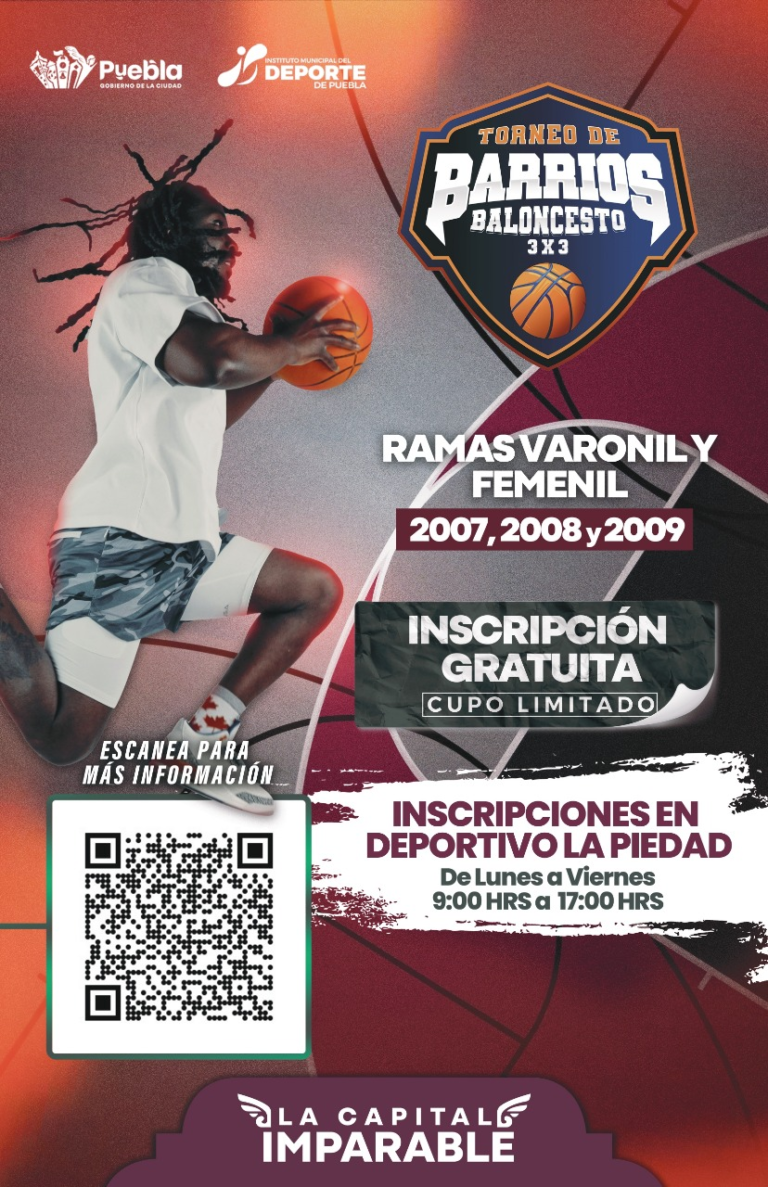 Puebla invita al Torneo de Barrios de Baloncesto 3×3 para fomentar el deporte en la capital