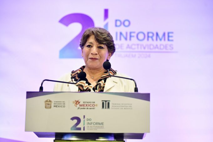 La Gobernadora Delfina Gómez Álvarez resalta el trabajo del TRIJAEM en su Segundo Informe de Actividades.