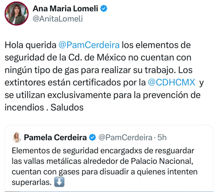 De manera contundente, Ana María Lomelí desmiente uso de gases lacrimógenos contra manifestantes en la CDMX