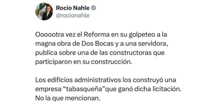 Rocío Nahle se desmiente nuevamente a Reforma por información sobre Dos Bocas