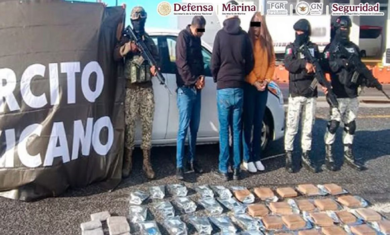 Autoridades aseguran 42 kilos de fentanilo y detienen a tres presuntos integrantes del crimen organizado en Baja California