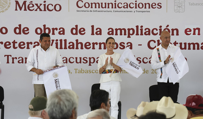 Sheinbaum da inicio a la construcción de la carretera Macuspana-Escárcega: conectará Tabasco, Campeche y Chiapas