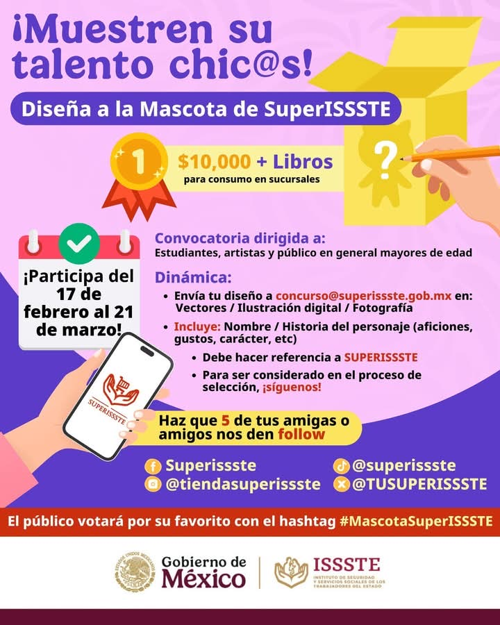 Últimos días para participar en la convocatoria de la primera mascota oficial de SuperISSSTE