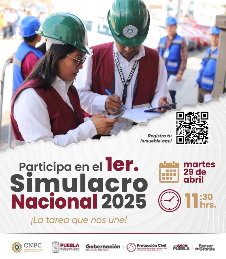 Gobierno de Puebla convoca a sumarse al Primer Simulacro Nacional 2025
