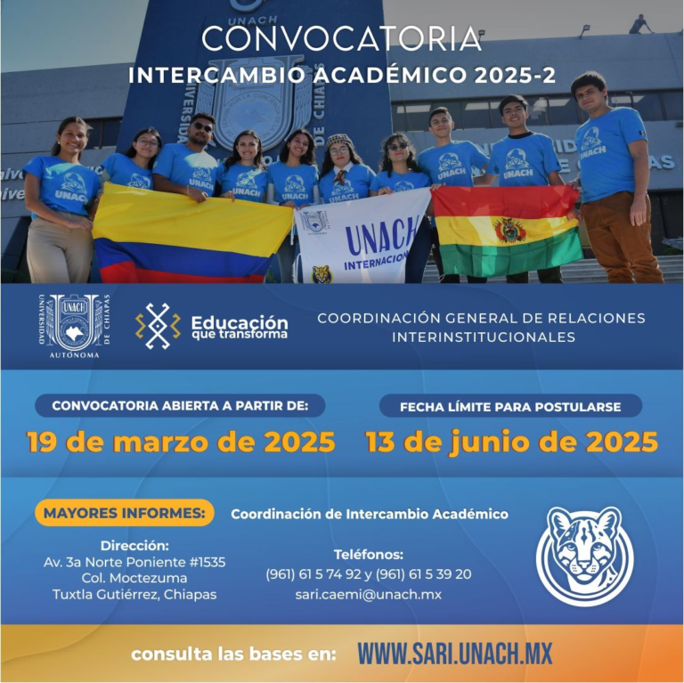UNACH lanza convocatoria de intercambio académico para el ciclo Agosto-Diciembre 2025