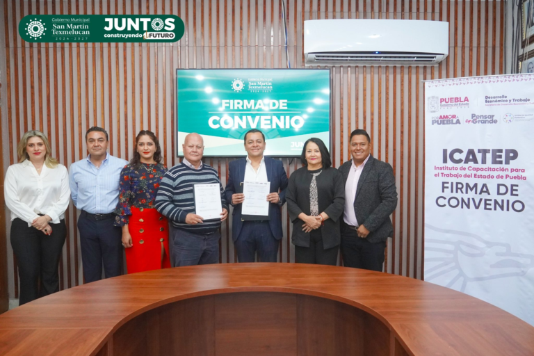 Firman convenio en San Martín Texmelucan para fortalecer la capacitación laboral
