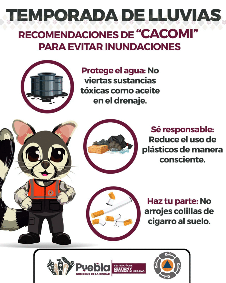 Puebla emite recomendaciones ante temporada de lluvias para prevenir inundaciones en zonas bajas