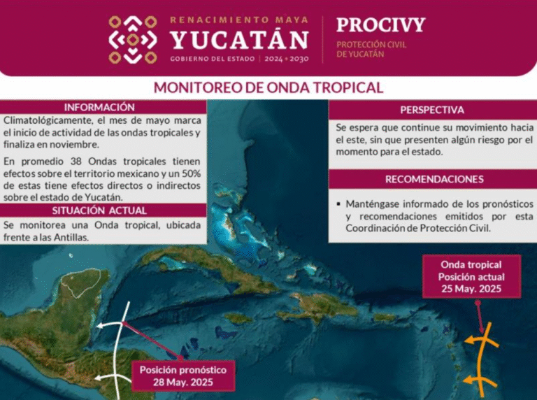 Protección Civil de Yucatán monitorea la primera onda tropical de la temporada 2025