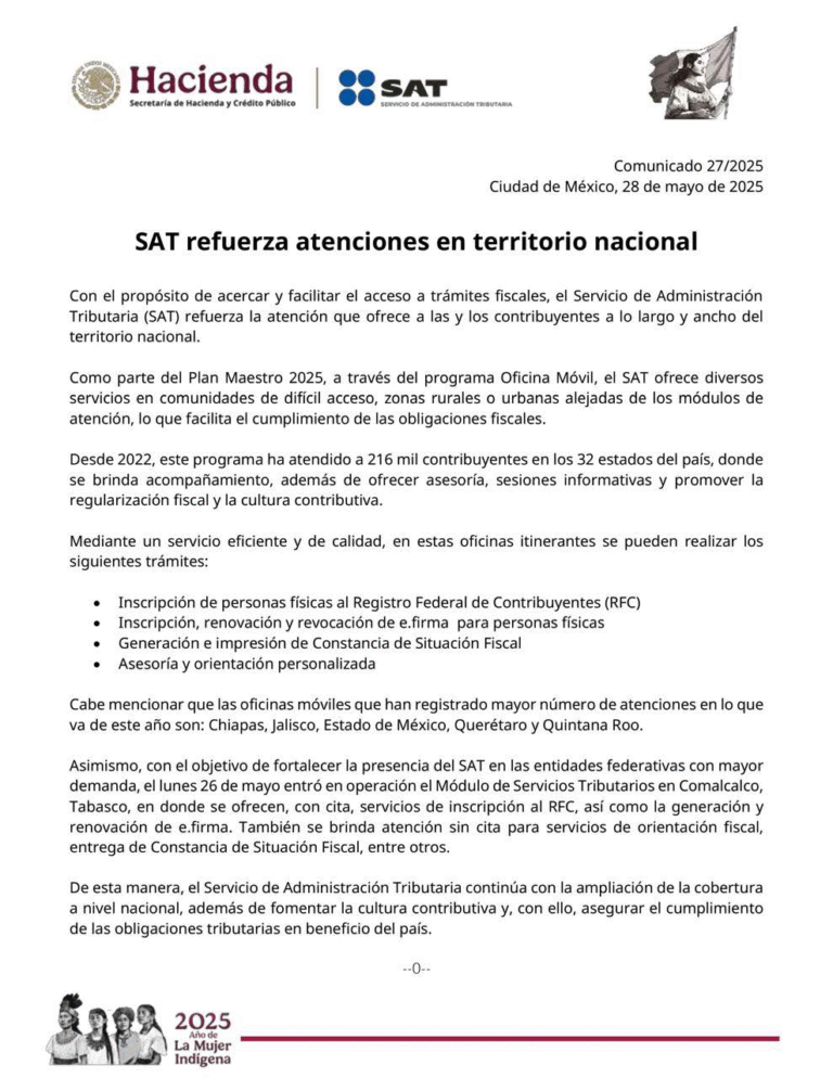 SAT amplía servicios fiscales con módulos móviles y nueva sede en Tabasco