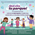 Invitan a jornada de convivencia vecinal “¡Qué viva tu parque!” en Patria Nueva