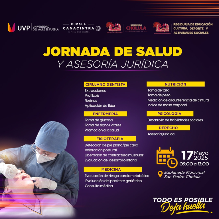 Invitan a Jornada de Salud y Asesoría Jurídica gratuita en San Pedro Cholula