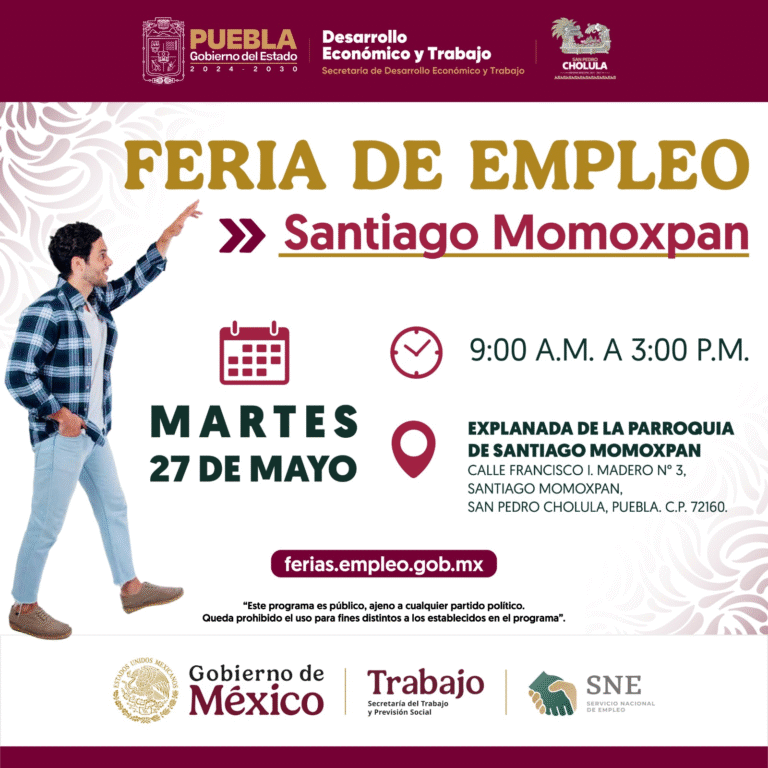 Feria de Empleo llega a Momoxpan con oportunidades laborales cerca de casa