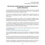 SAT recuerda a contribuyentes presentar dictamen fiscal 2024 antes del 15 de mayo