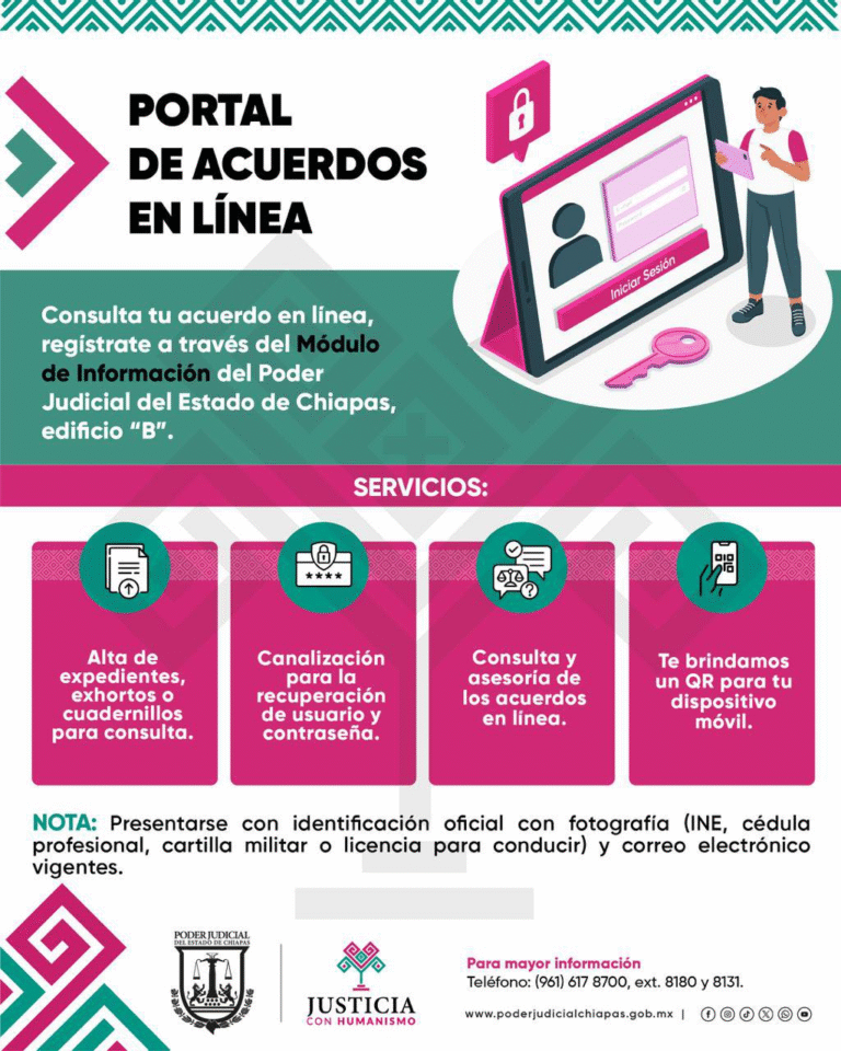 Lanzan Portal de Acuerdos en Línea del Poder Judicial de Chiapas