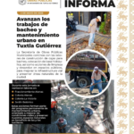 Continúan en Tuxtla trabajos de bacheo y mantenimiento urbano para mejorar vialidades