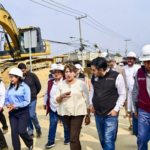 Supervisan Delfina Gómez elavance del Colector Chalco para prevenir inundaciones