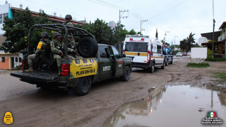 Ejército y Guardia Nacional aplican Plan DN-III-E en Oaxaca y Guerrero tras paso del huracán Erick