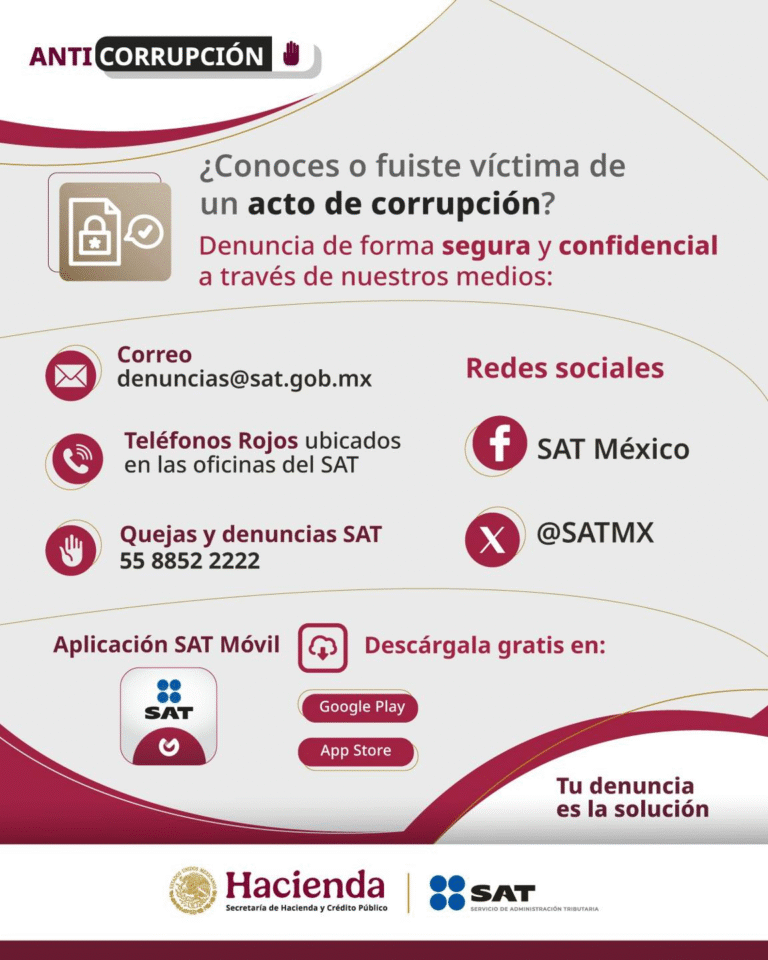 SAT invita a denunciar actos de corrupción de forma segura y confidencial