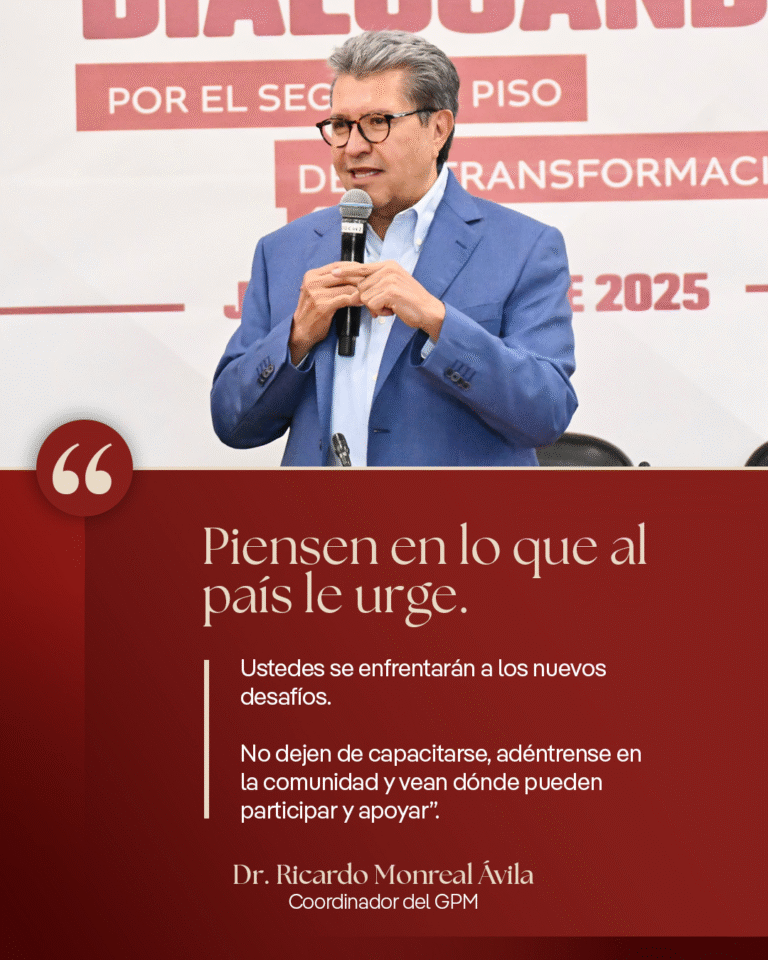 Ricardo Monreal llama a preparar a las y los jóvenes para los desafíos del relevo generacional