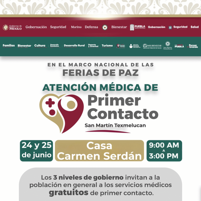 Ofrecen atención médica gratuita en San Martín Texmelucan como parte de las Ferias de Paz