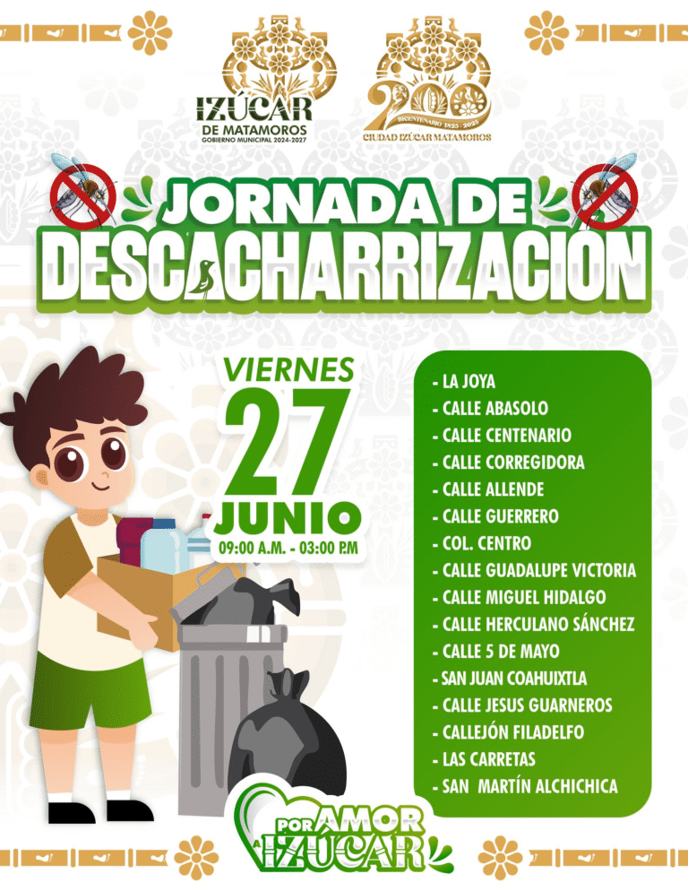 Izúcar de Matamoros continúa jornada de descacharrización para combatir criaderos de mosquitos