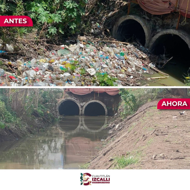 Cuautitlán Izcalli refuerza prevención de inundaciones con desazolve en el Canal de San Pablo