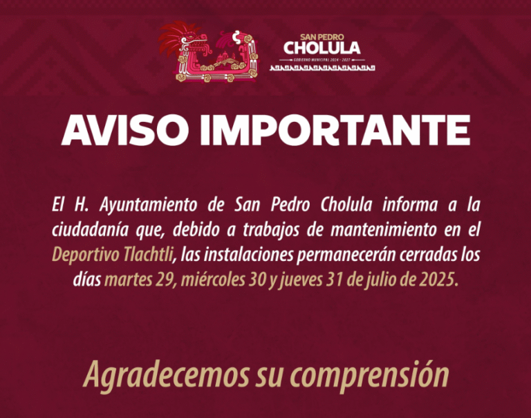 Cierran temporalmente el Deportivo Tlachtli por mantenimiento del 29 al 31 de julio