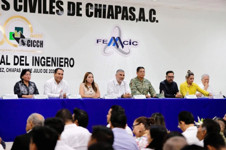 Eduardo Ramírez y Ángel Torres; celebran el 60º Aniversario del Colegio de Ingenieros Civiles de Chiapas