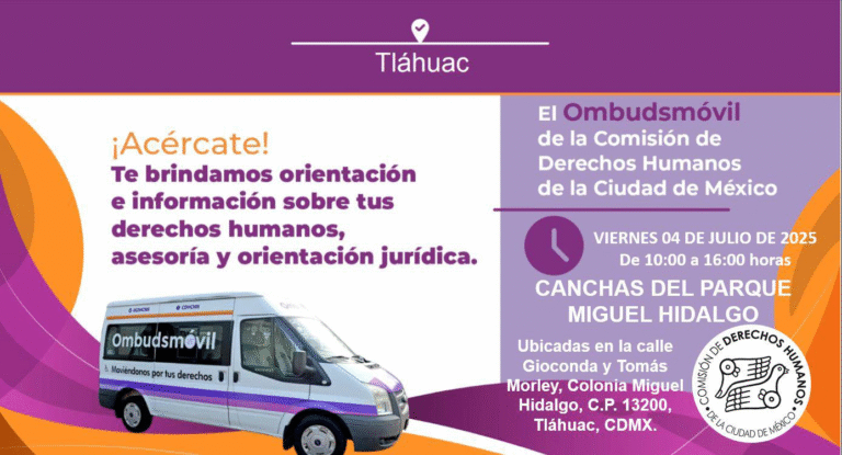 El Ombudsmóvil de la CDHCM brindará orientación y asesoría gratuita en Tláhuac