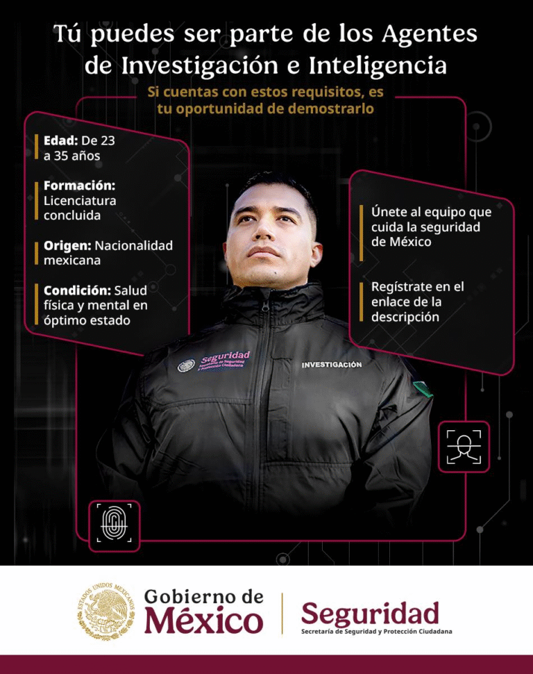Abren convocatoria para Agentes de Inteligencia e Investigación en la SSPC