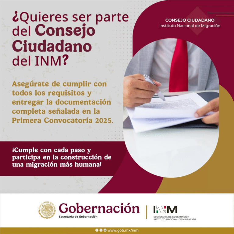 INM lanza convocatoria 2025 para integrar su Consejo Ciudadano