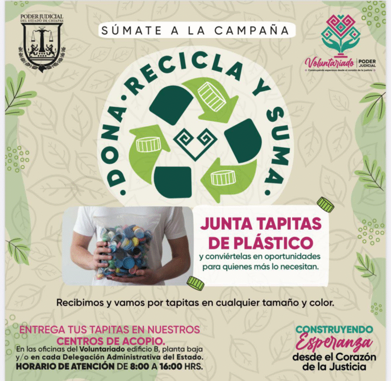 Poder Judicial de Chiapas impulsa campaña solidaria de reciclaje con causa social