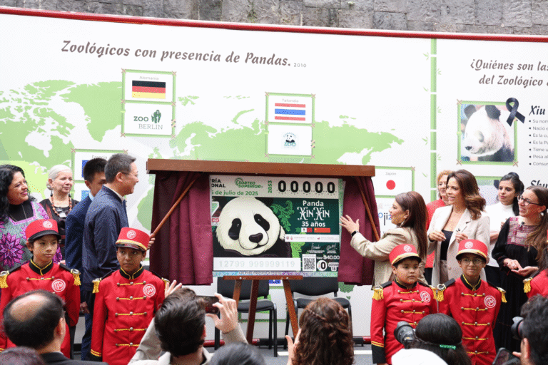 Rinden homenaje a Xin Xin con billete de Lotería por sus 35 años como símbolo de conservación y amistad México–China