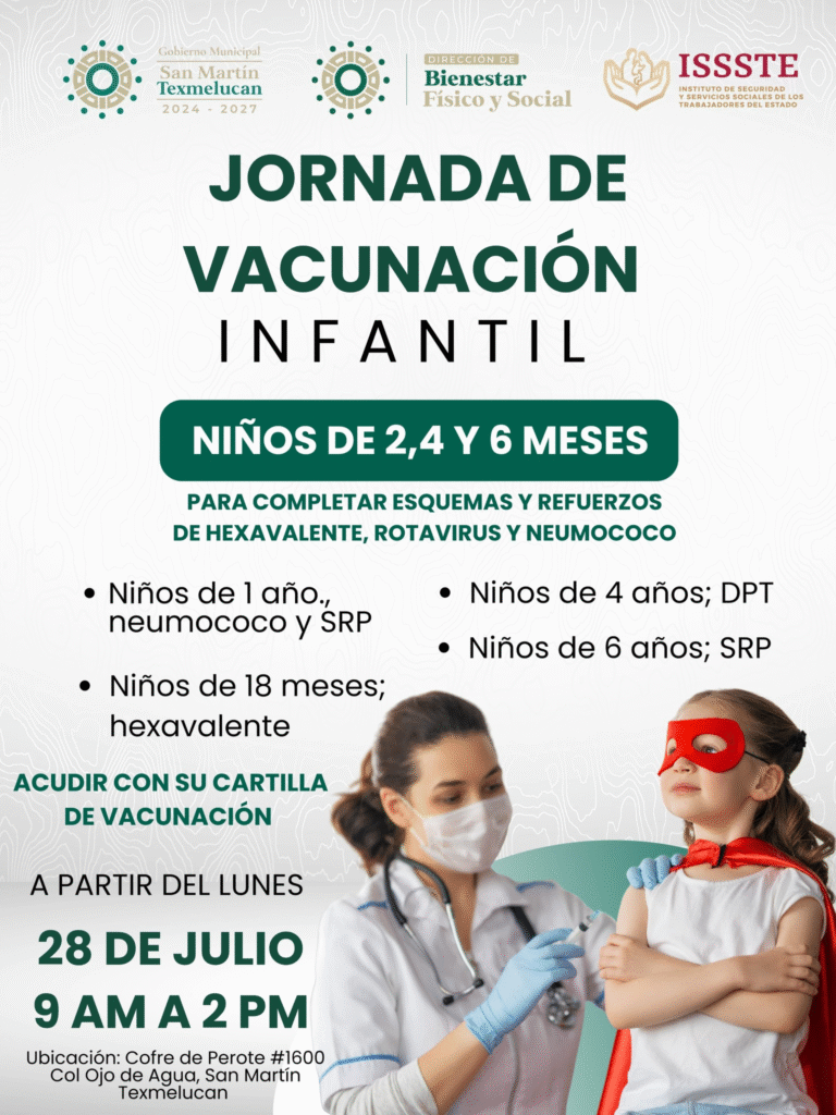 Inicia Jornada de Vacunación en San Martín Texmelucan en coordinación con el ISSSTE