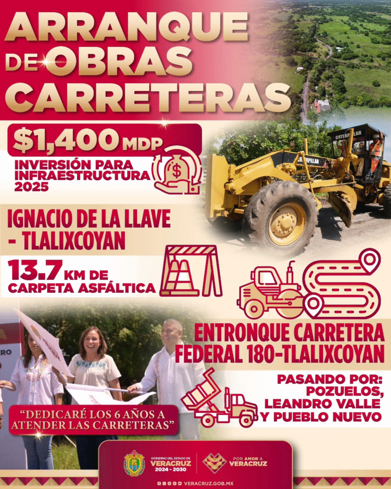 Rocío Nahle da inicio a rehabilitación de carretera Ignacio de la Llave – Tlalixcoyan