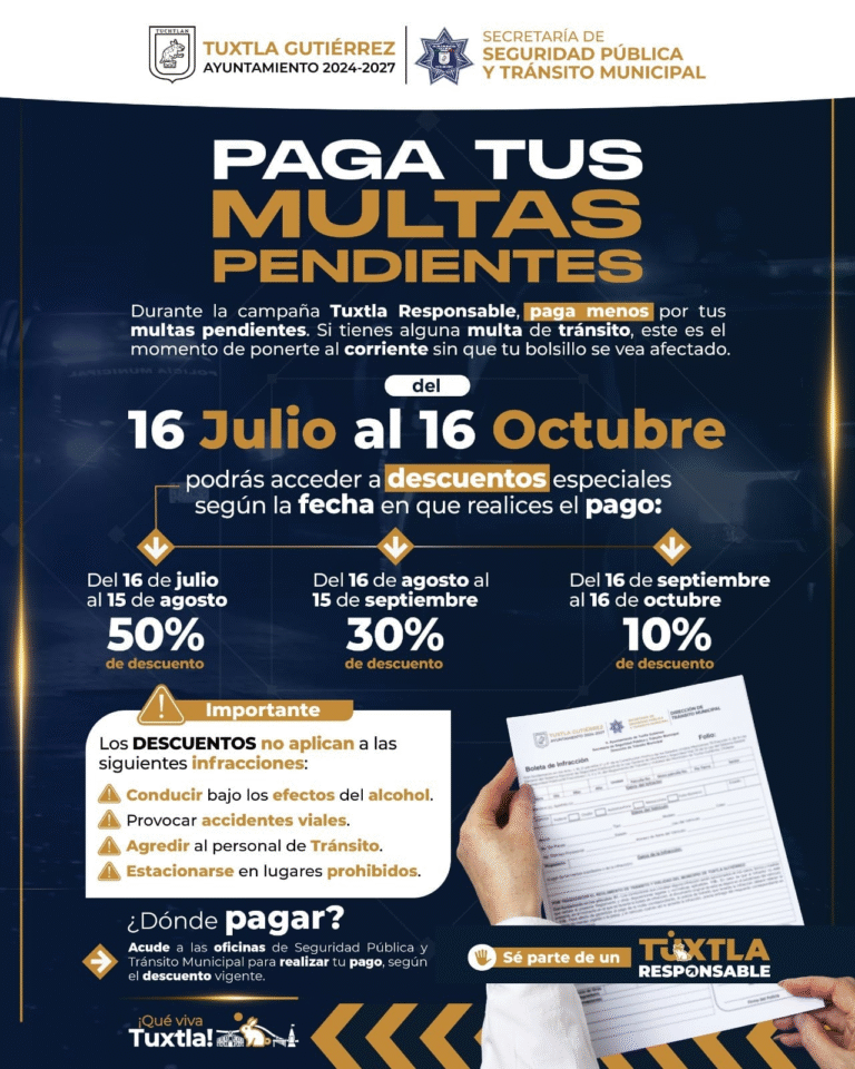 Continúa aprovechando el 50% de descuento en multas de Tránsito rezagadas: Angel Torres