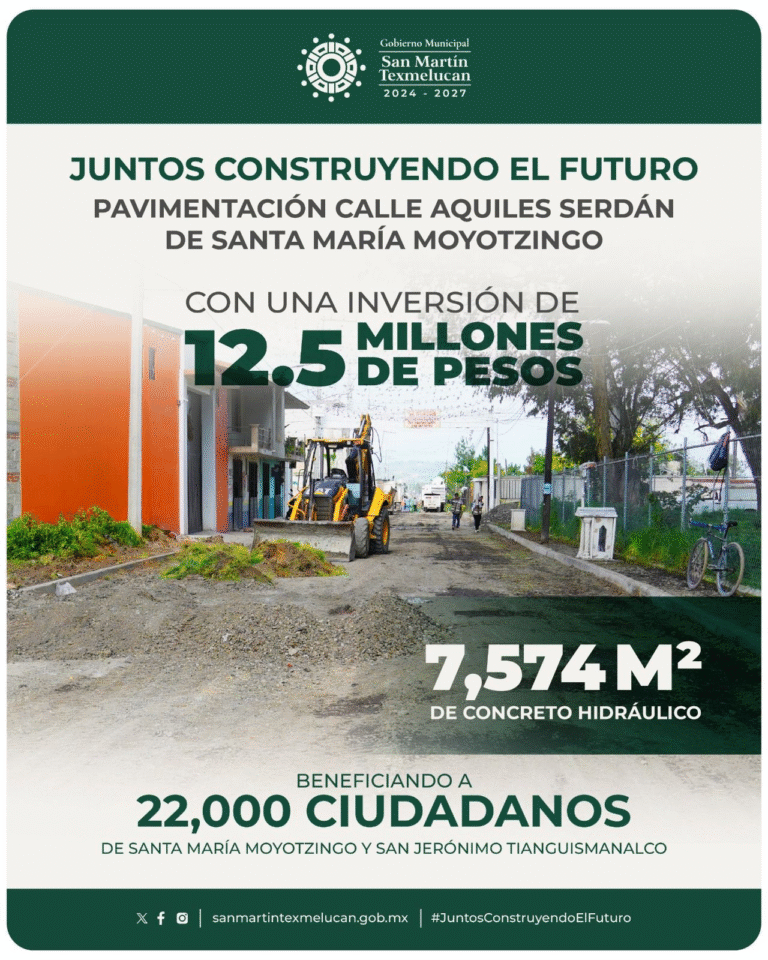 Inicia pavimentación de la calle Aquiles Serdán en Moyotzingo con inversión de 12.5 MDP