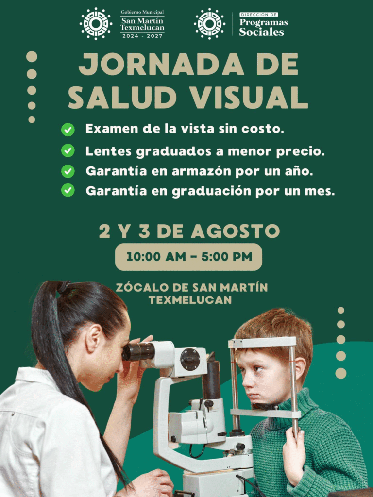 Invitan a Jornada de Salud Visual en San Martín Texmelucan con servicios gratuitos y precios accesibles