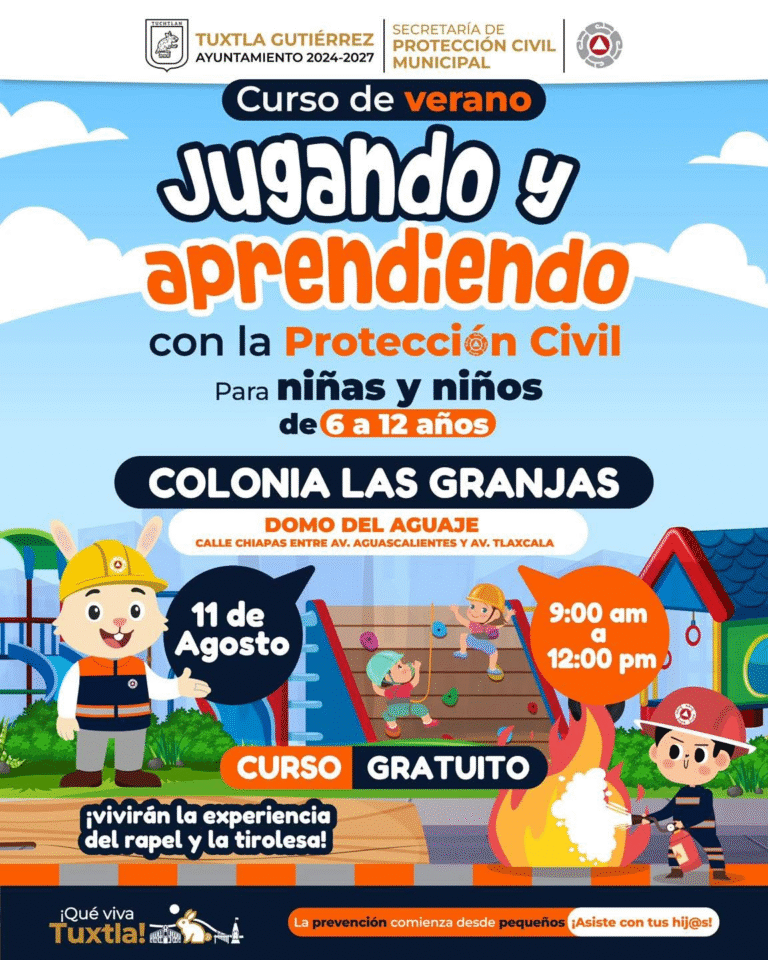 Ayuntamiento de Tuxtla ofrece curso gratuito de Protección Civil para niñas y niños