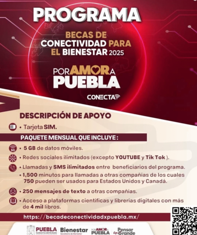 Invitan a jóvenes de Texmelucan a inscribirse en programa de Becas de Conectividad 2025