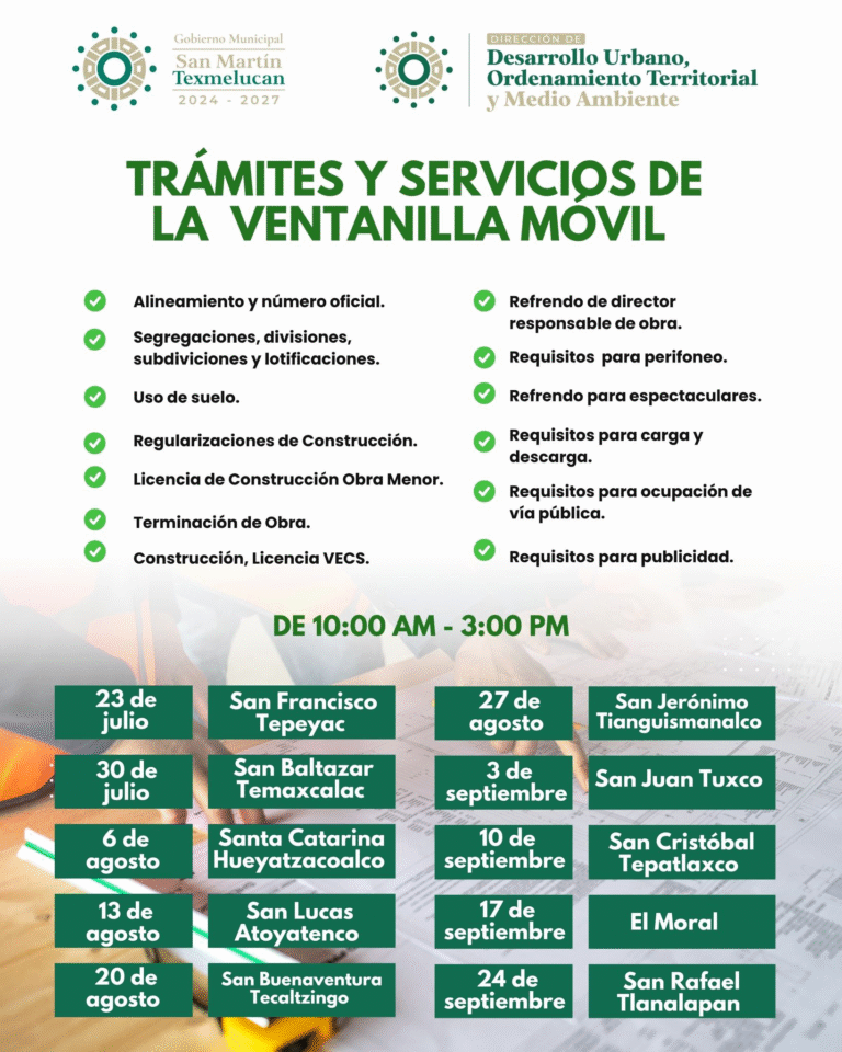 San Martín Texmelucan acerca trámites y servicios con la Ventanilla Móvil