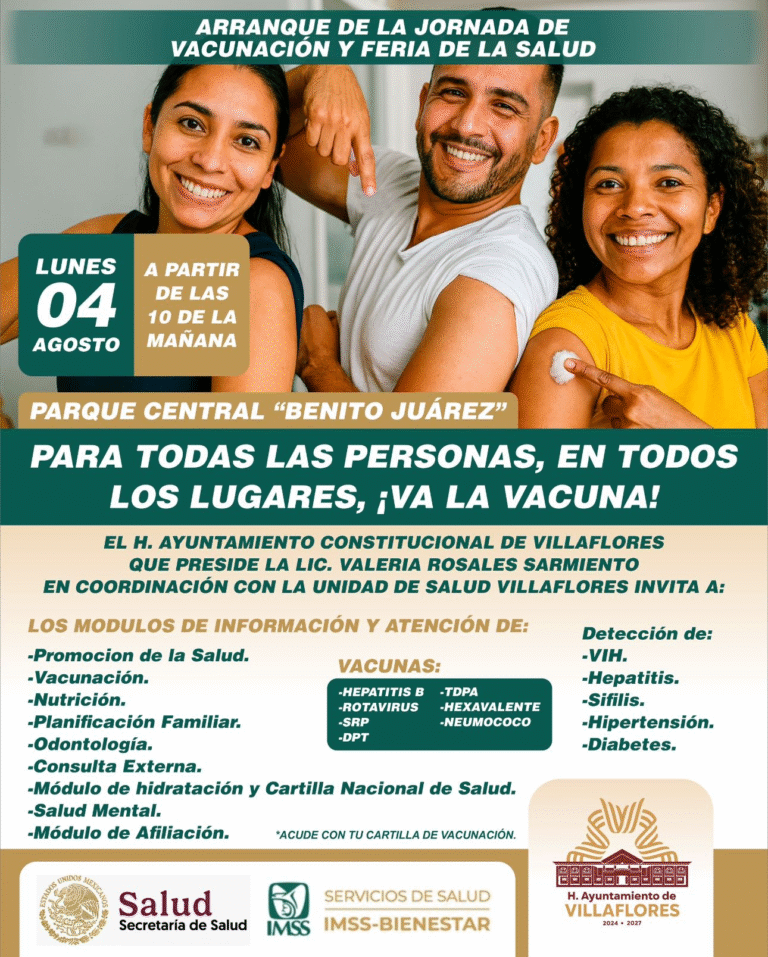 Villaflores impulsa la salud con Jornada de Vacunación y Feria Médica en el Parque Central
