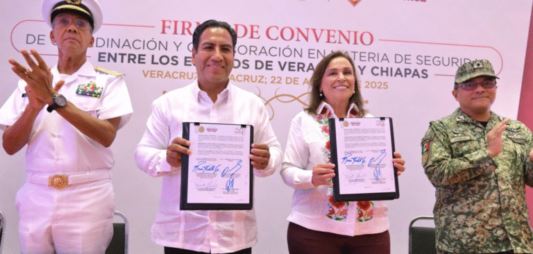 Veracruz y Chiapas firman convenio de seguridad para fortalecer la paz en el sur del país